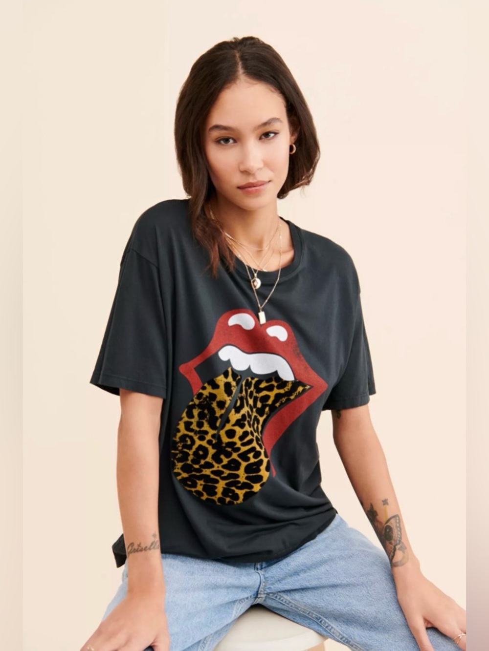 DAYDREAMER Stones Flocked Leopard Tongue Tee